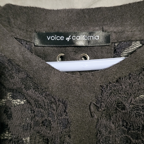 Voice of California womens lace up tops. Dark grey. medium - Picture 3 of 4